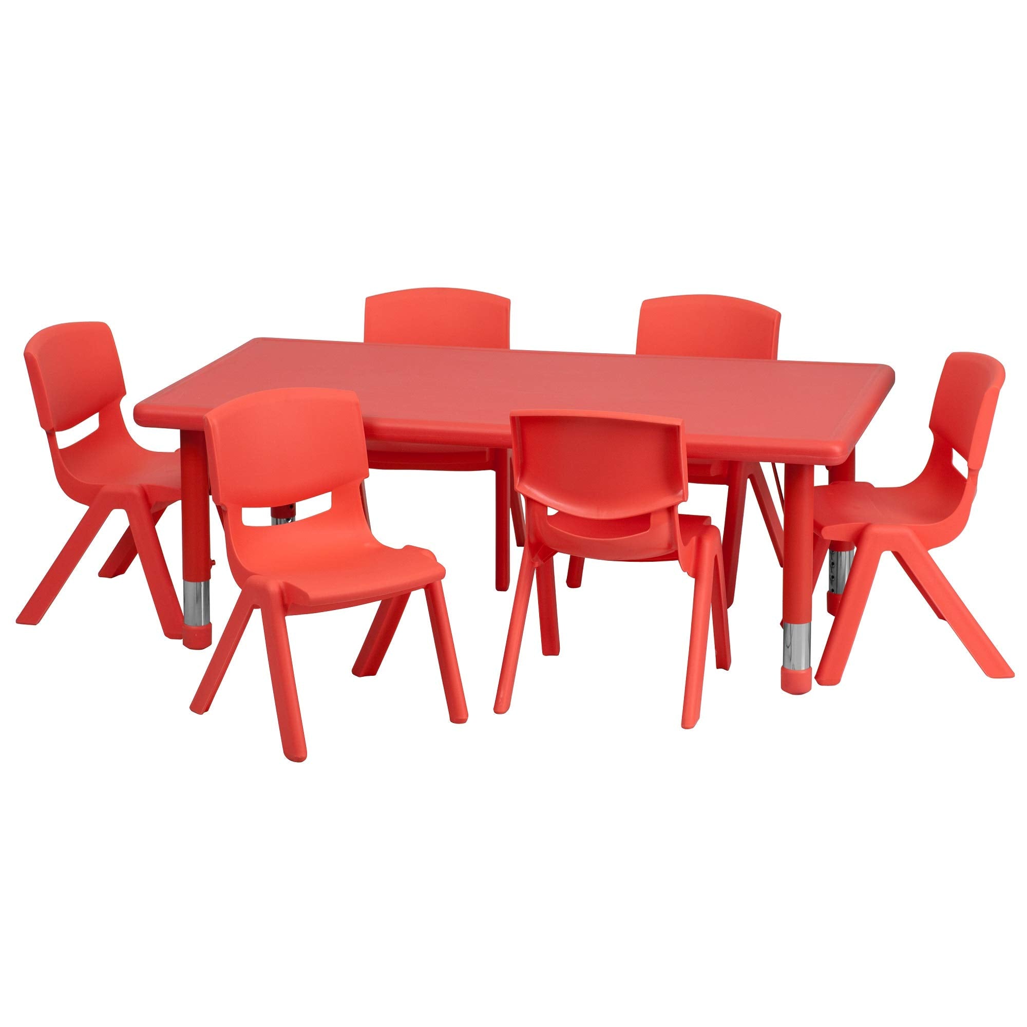 Flash Furniture Rectangular Activity Table Set, 24'W X 48'D X 14.50' - 23.75'H, Red